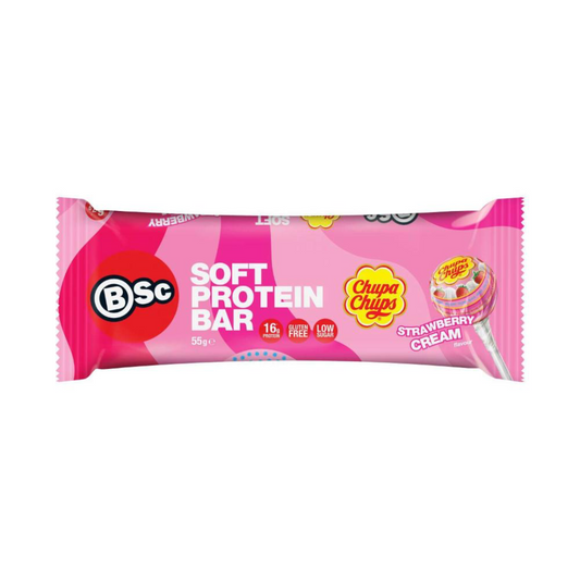 BSc x Chupa Chup Soft Protein Bar 55g Strawberry Cream - 12pack