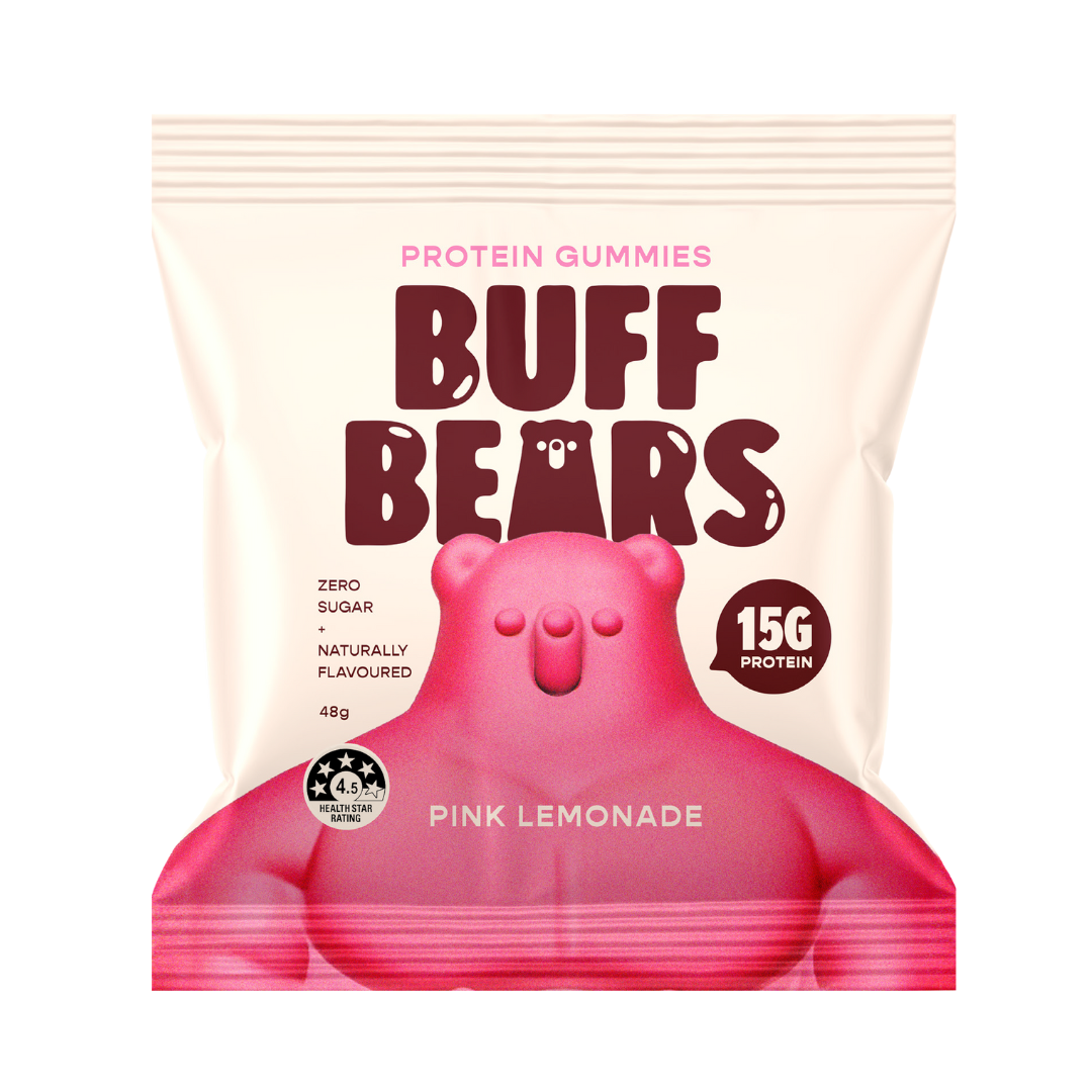 BUFF BEARS Protein Gummies 48g Pink Lemonade - 12 Pack