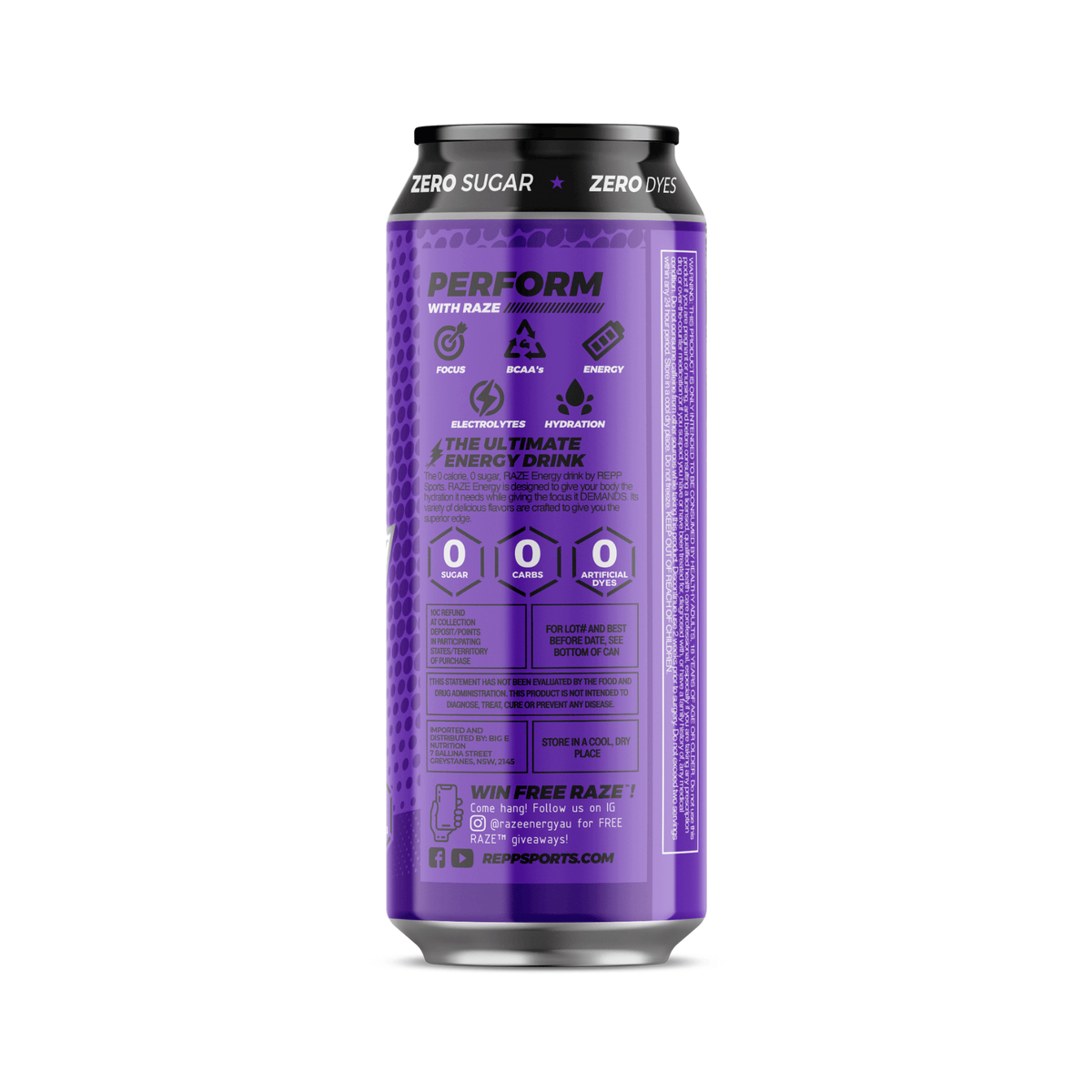 RAZE Energy Drink 473ml Grape Bubble Gum 12 Pack