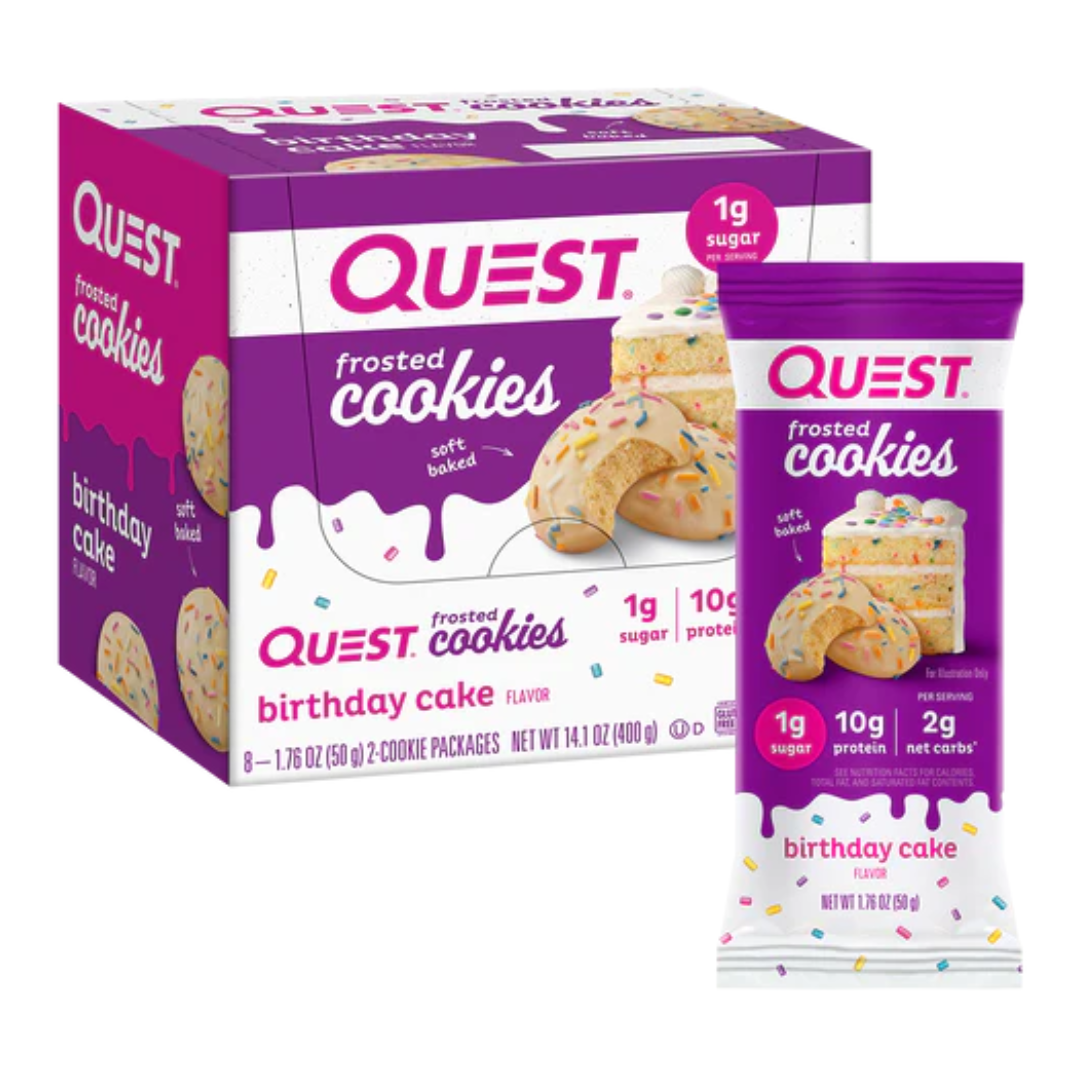 Quest Protein Frosted Cookies 50g Twin Pack Birthday Cake - 8 Pack