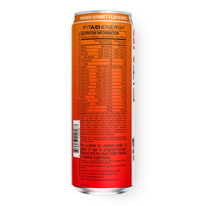 FITAID Energy 355ml Mango Sorbet - 12 Pack