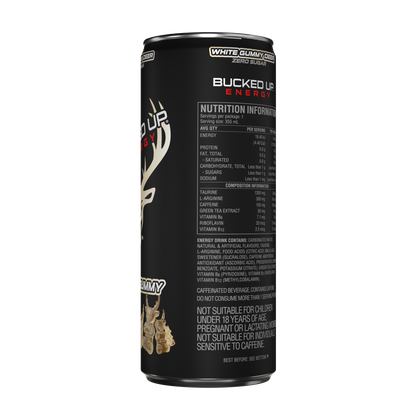 Bucked Up Energy Drink 355ml White Gummy Deer - 12 Pack