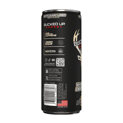 Bucked Up Energy Drink 355ml White Gummy Deer - 12 Pack