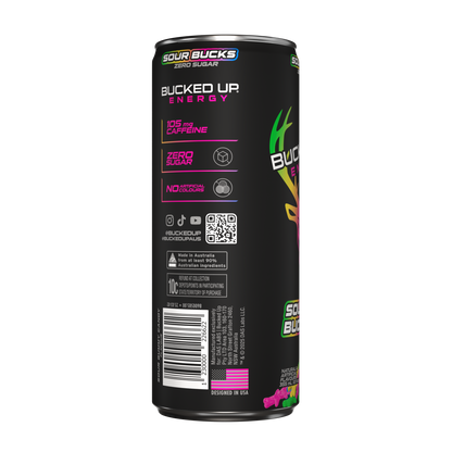 Bucked Up Energy Drink 355ml Sour Bucks - 12 Pack