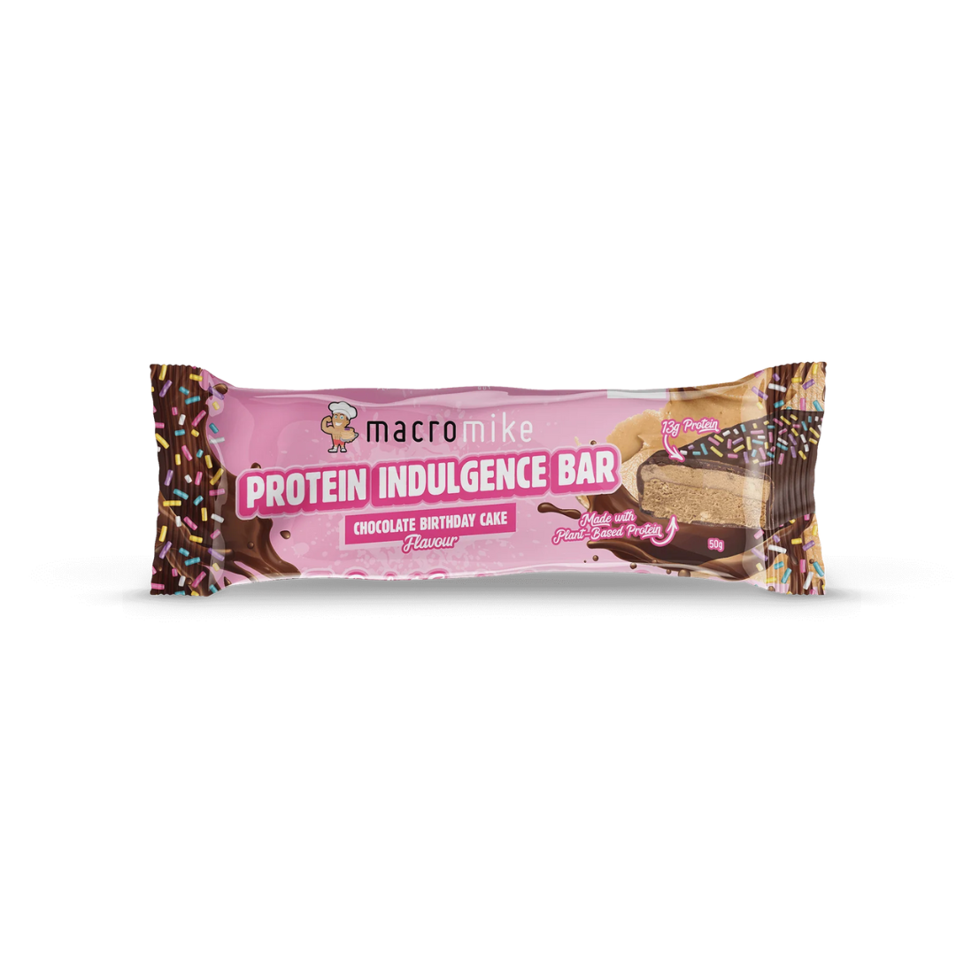 Macro Mike Protein Indulgence Bar Chocolate Birthday Cake 50g - 12 Pack