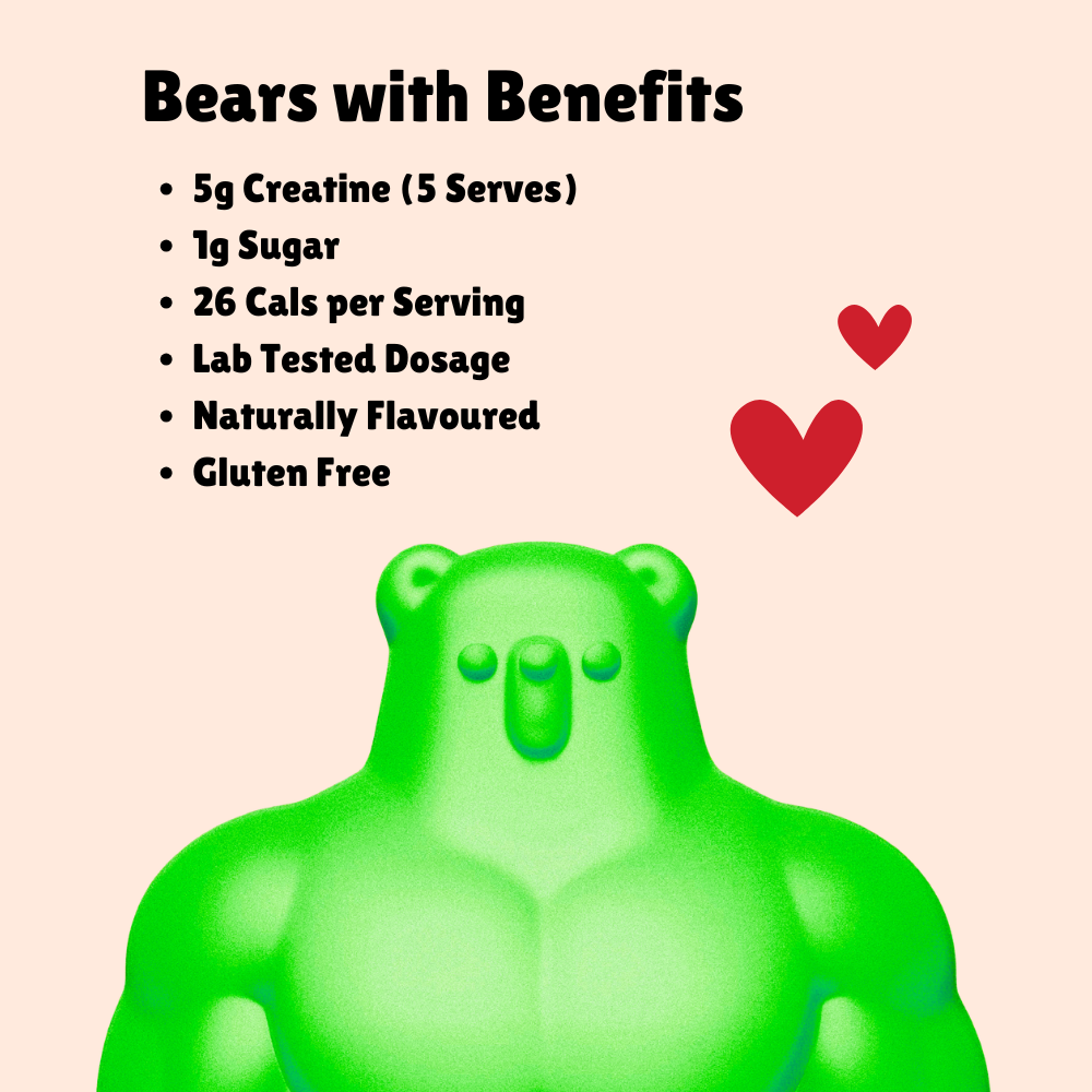 BUFF BEARS Creatine Gummies 80g Crisp Apple - 8 pack