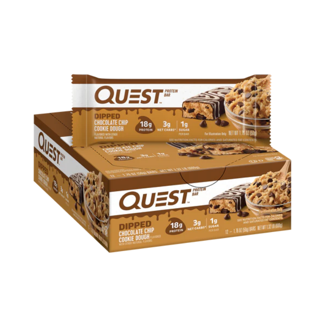Quest Bars 50g - Choc Dipped Choc Chip Cookie Dough  - 12 Pack