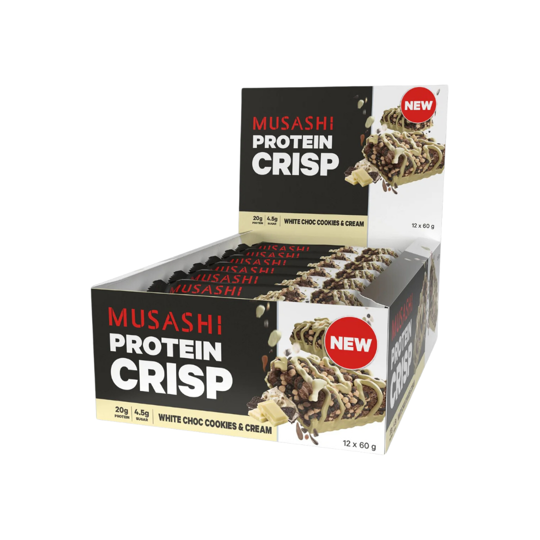 Musashi Protein Crisp Bar 60g White Choc Cookies & Cream - 12 Pack