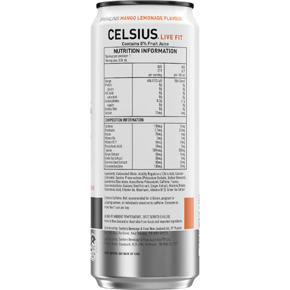 CELSIUS Sugar Free Energy Drink 330ml Mango Lemonade - 24 Pack