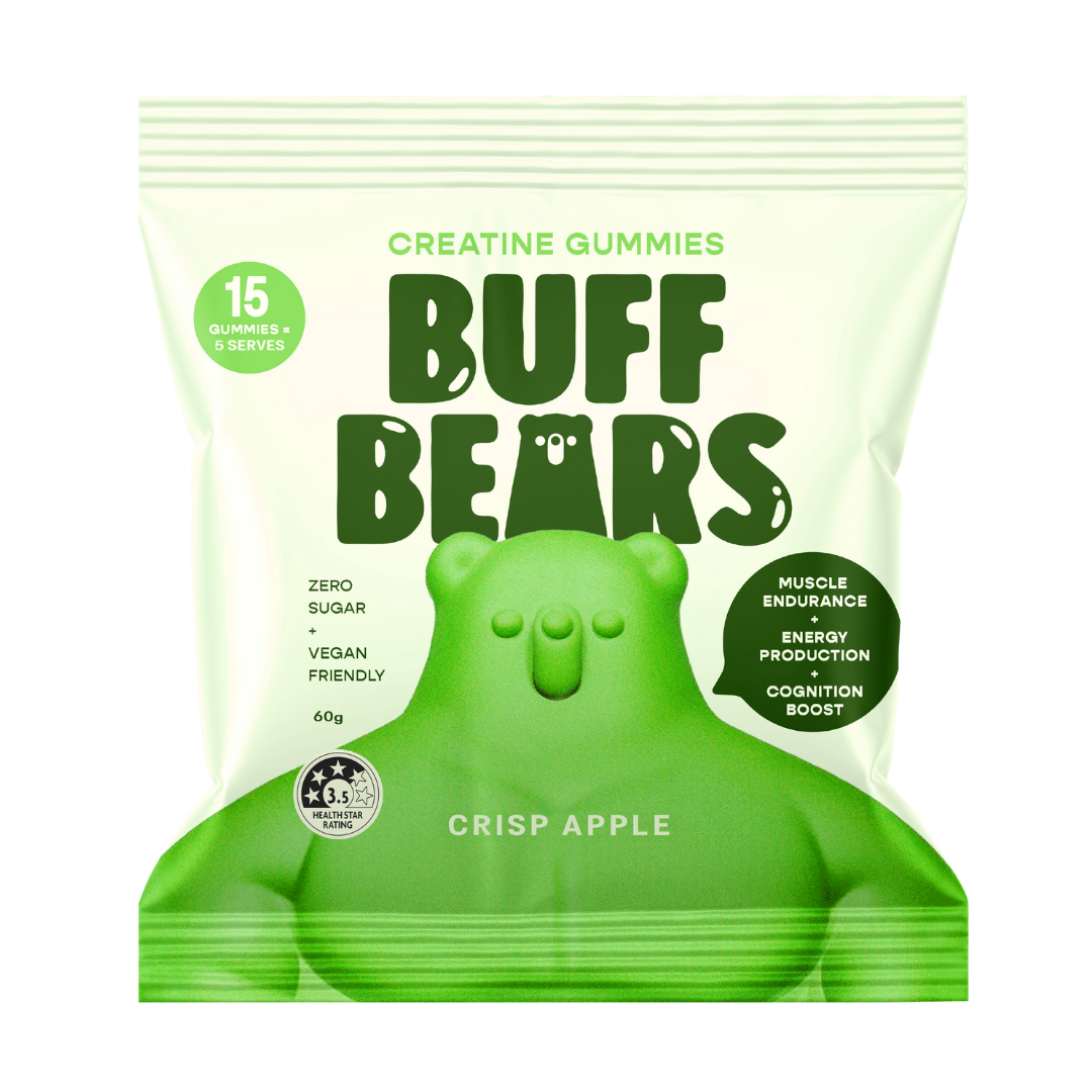 BUFF BEARS Creatine Gummies 60g Crisp Apple - 12 Pack