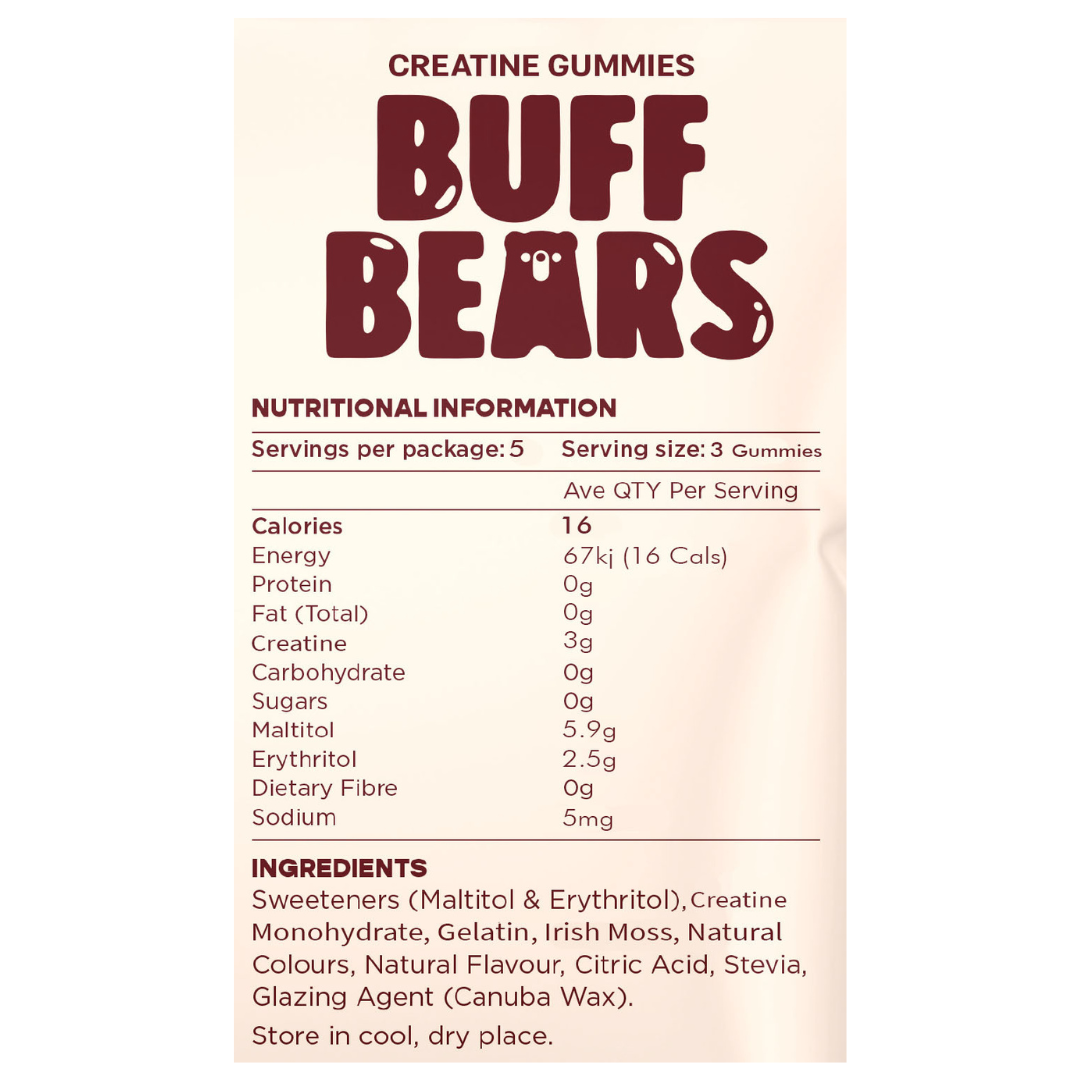 BUFF BEARS Creatine Gummies 60g Crisp Apple - 12 Pack