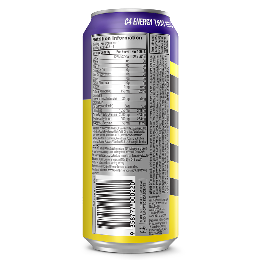 C4 Carbonated RTD 473ml - Purple Frost - 12 Pack
