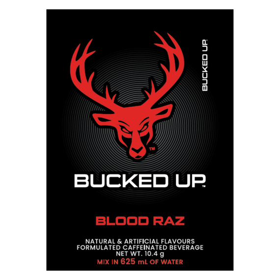 Bucked Up PreWorkout 10.4g Sachet Blood Raz 10 Pack FITNESS VENDING