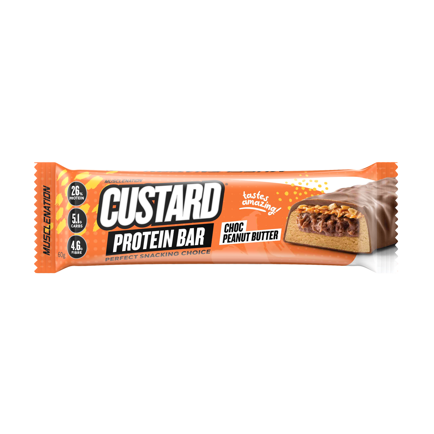 Muscle Nation Custard Protein Bar 60g Choc Peanut Butter - 12 Pack