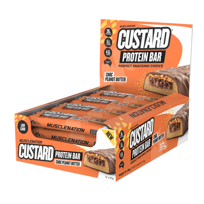 Muscle Nation Custard Protein Bar 60g Choc Peanut Butter - 12 Pack