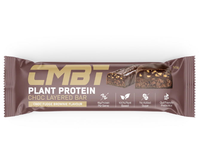 CMBT plant protein choc layered 50g bar chocolate fudge 12 pack