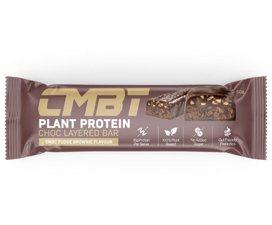 CMBT plant protein choc layered 50g bar chocolate fudge 12 pack