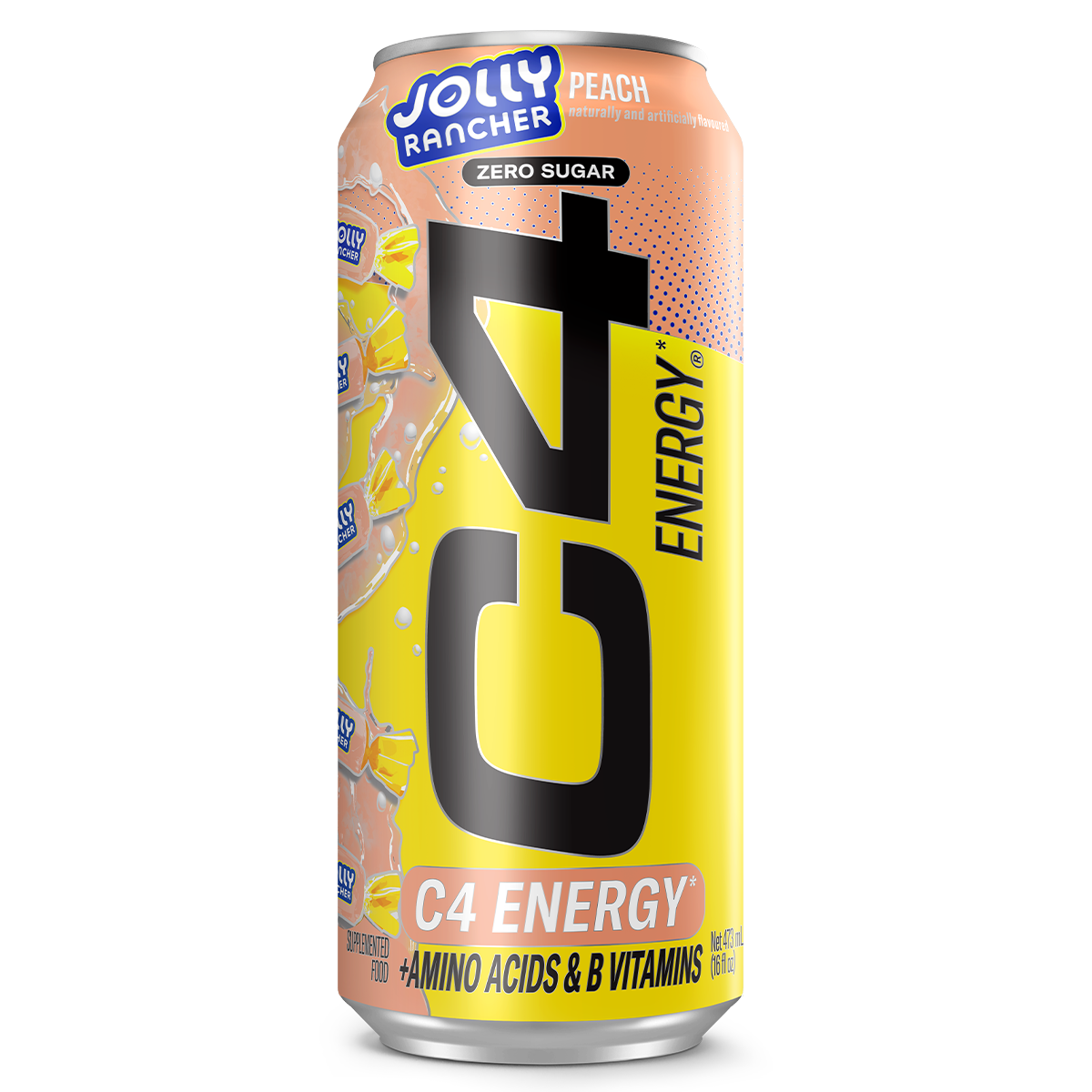 C4 Carbonated RTD 473ml Jolly Rancher Peach - 12 Pack