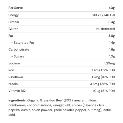 CHIEF Beef with Chilli Protein Bar 40g - 12 Pack