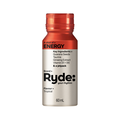 Ryde 60ml Energy Shot - Tropical - 8 pack