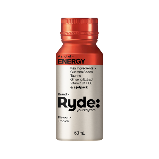 Ryde 60ml Energy Shot - Tropical - 8 pack