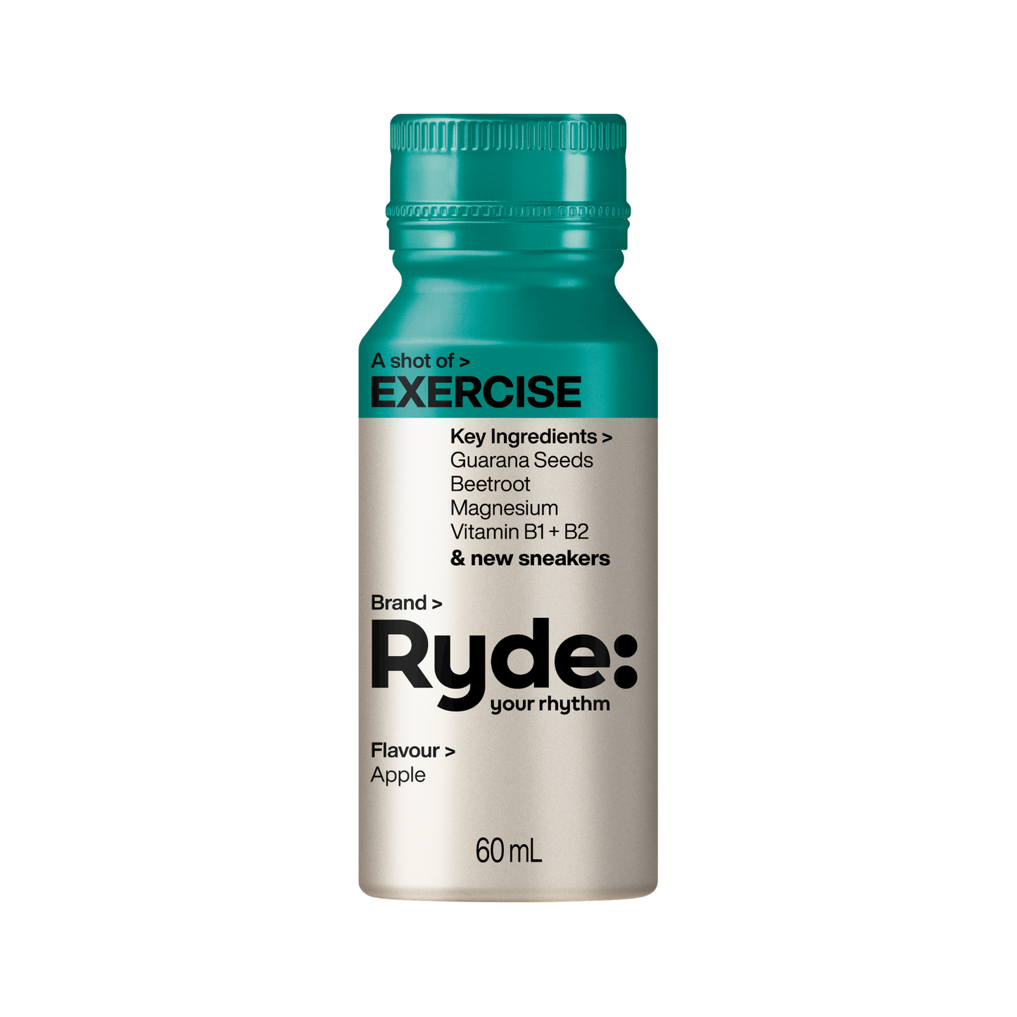 Ryde 60ml Exercise Shot - Apple - 8 pack