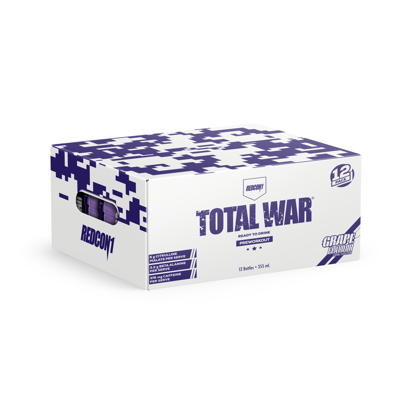 TOTAL WAR Pre Workout Concentrate RTD 355ml Grape - 12 Pack