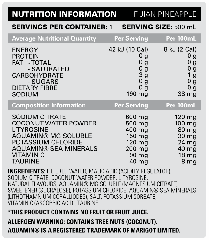 HYDREAU Sports Hydration RTD 500ml Fijian Pineapple - 12 Pack