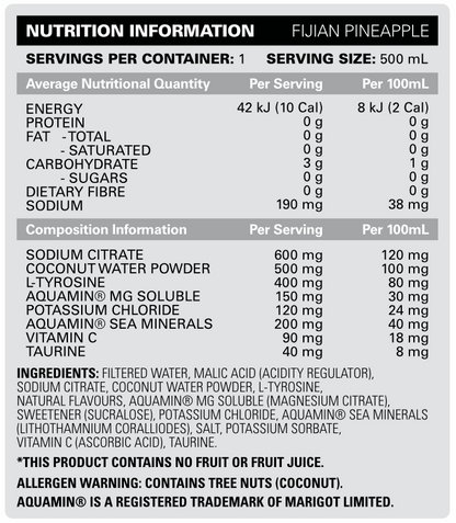 HYDREAU Sports Hydration RTD 500ml Fijian Pineapple - 12 Pack