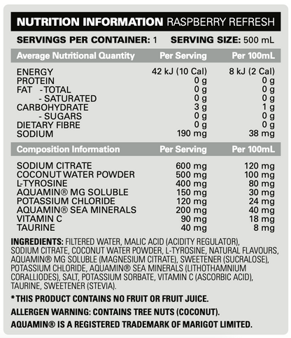 HYDREAU Sports Hydration RTD 500ml Raspberry Refresh - 12 Pack
