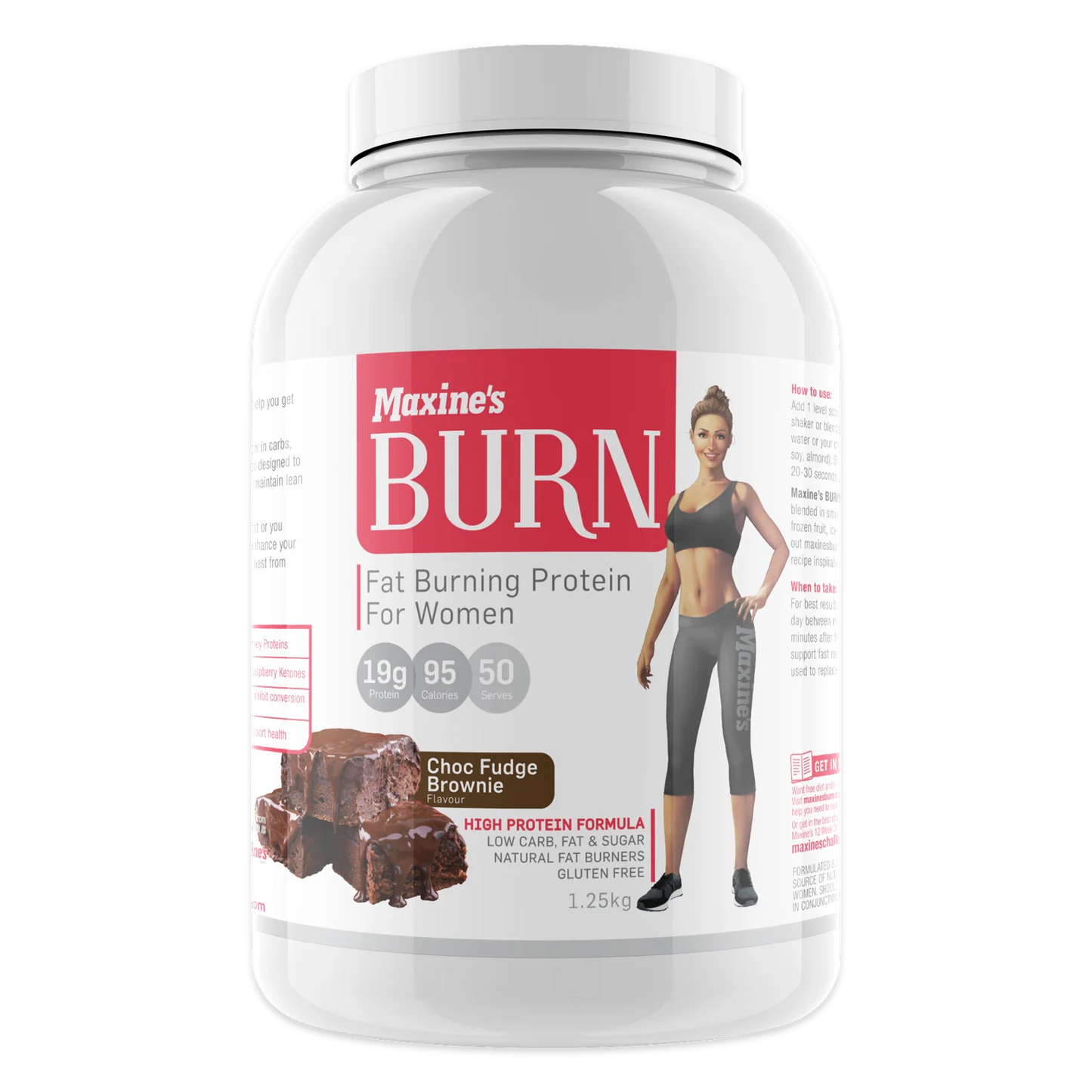 MAXINE'S Burn Protein 1.25kg Choc Fudge Brownie CLEARANCE