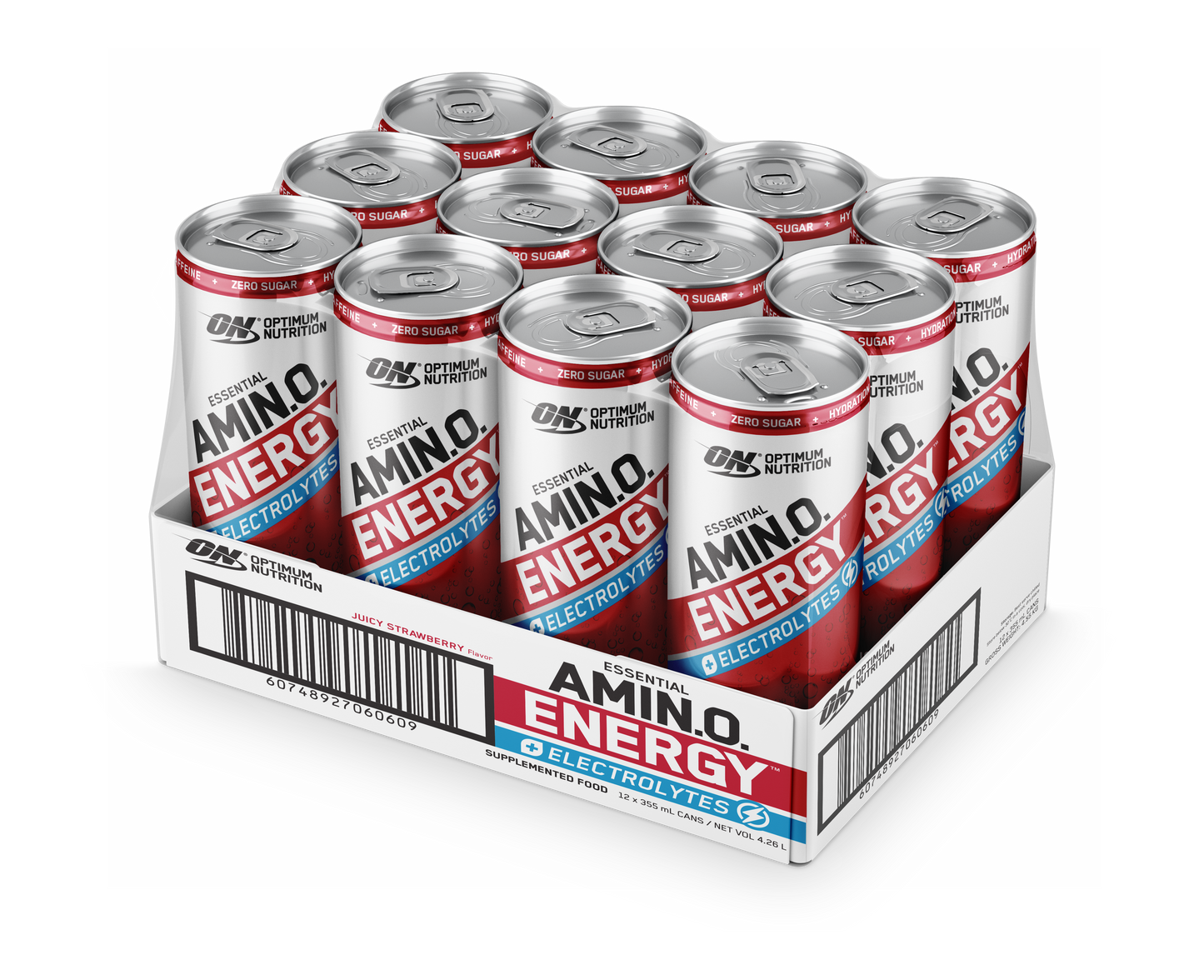 ON Amino Energy Sparkling - 355ml - Juicy Strawberry - 12 Pack