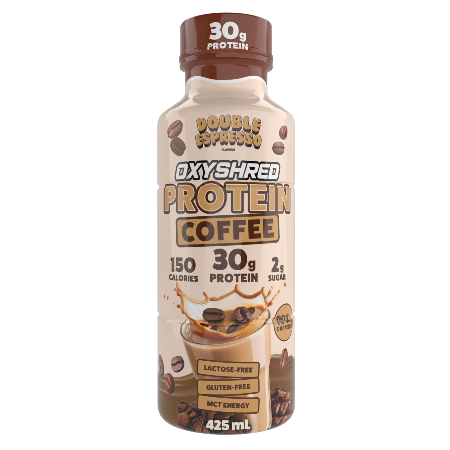 Oxyshred Protein Coffee bottle on a white background