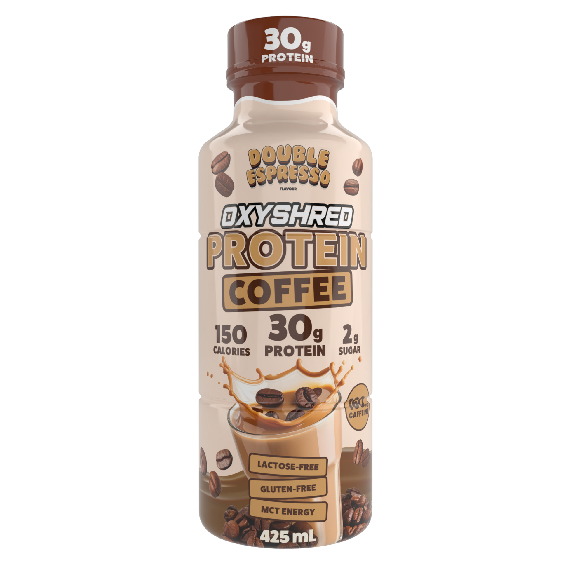 Oxyshred Protein Coffee bottle on a white background