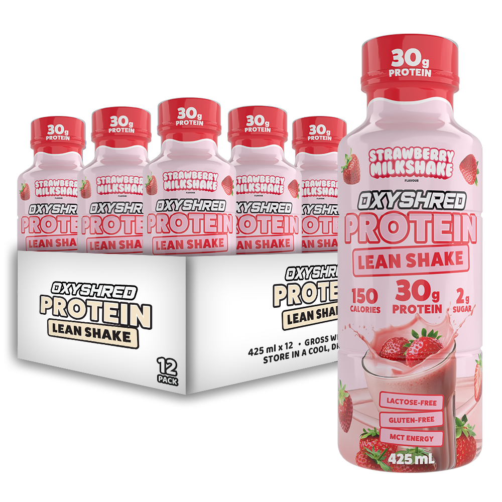 Oxyshred Protein Lean Shake RTD 425ml Strawberry Milkshake - 12 Pack