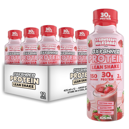 Oxyshred Protein Lean Shake RTD 425ml Strawberry Milkshake - 12 Pack