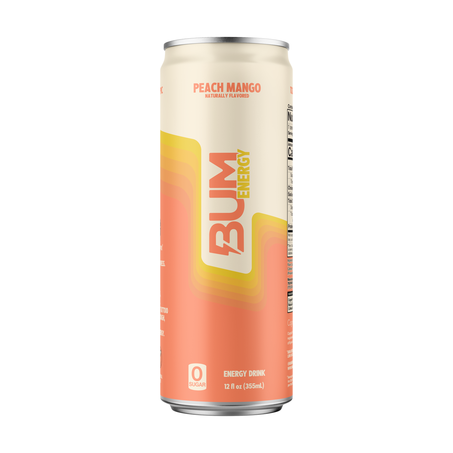 BUM Energy Drink RTD 355ml Peach Mango - 12 Pack