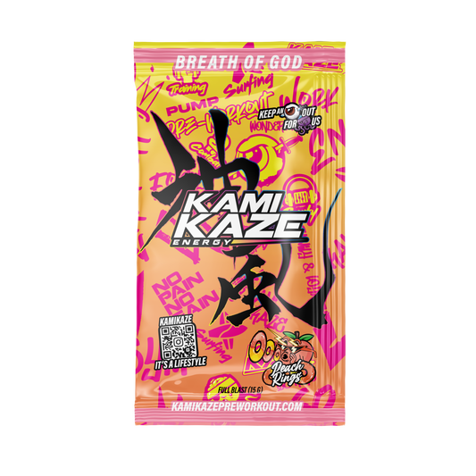 Kamikaze Pre Workout Sachet 14.5g Peach Rings - 10 Pack
