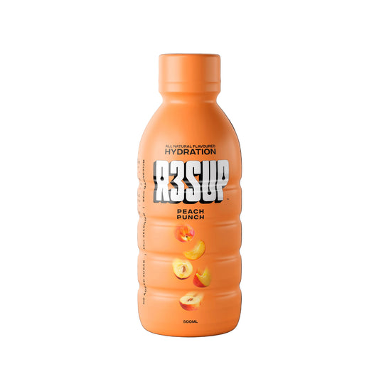 Orange R3SUP drink bottle on a black background