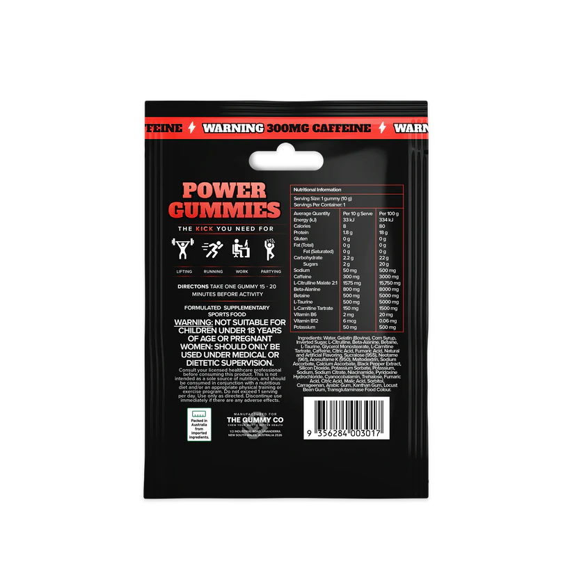 TGC Power Gummies 10g Single Serve Peach Mango - 10 Pack