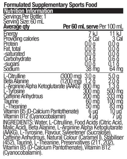 BSc Pre-workout shot 60ml Zappo sour cola - 12 pack