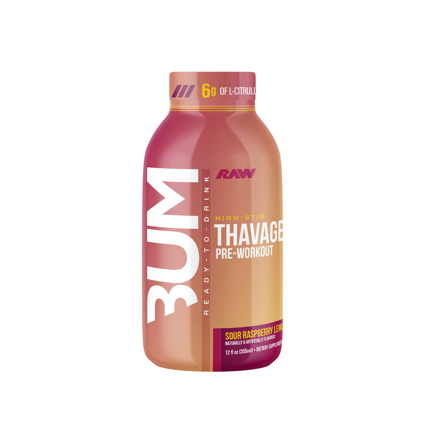 Bum Thavage pre-workout supplement bottle on a white background