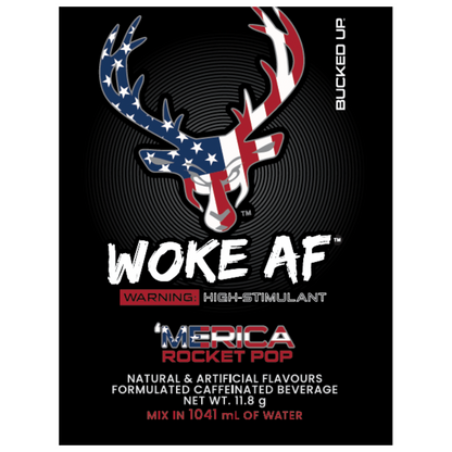 WOKE AF High Stimulant Pre-Workout 12g Sachet 'MERICA Rocket Pop - 10 Pack