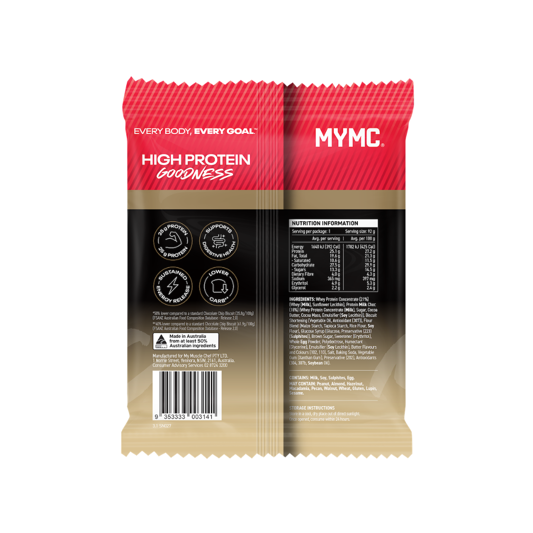 My Muscle Chef Protein Cookie 92g Choc Chip - 12 Pack