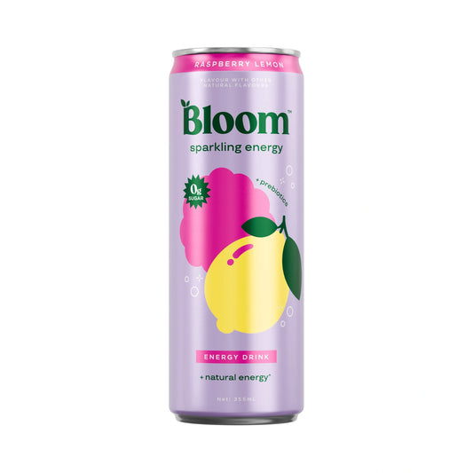 Bloom Sparkling Energy Drink 355ml Raspberry Lemon - 12 Pack