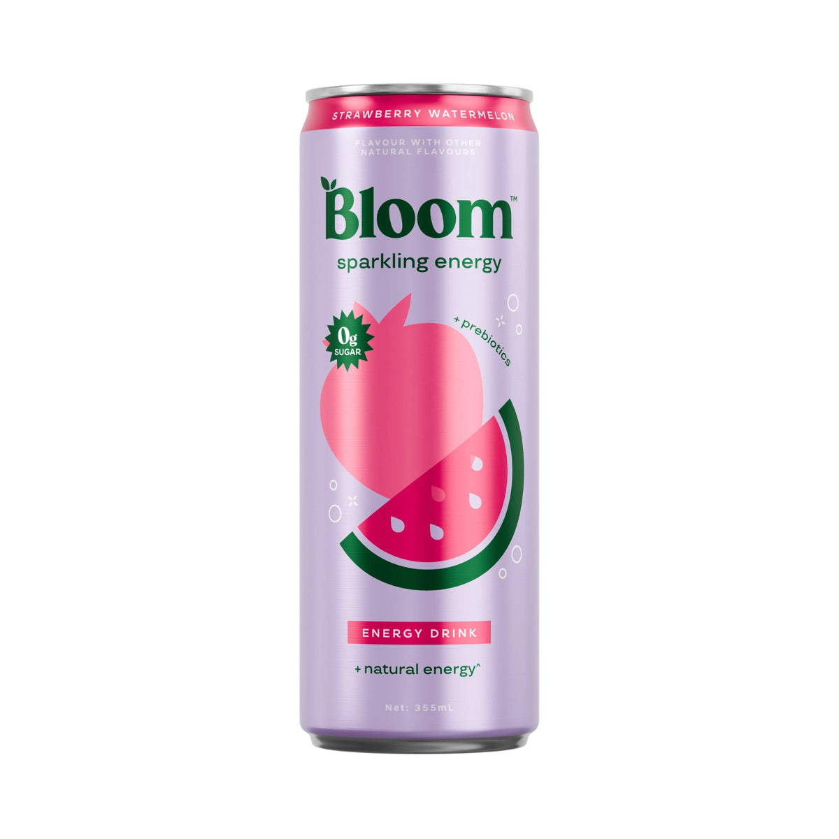 Bloom Sparkling Energy Drink 355ml Strawberry Watermelon - 12 Pack