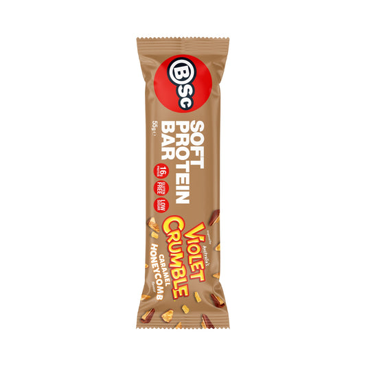 BSc Violet Crumble Soft Protein Bar 55g Caramel Honeycomb - 12 Pack