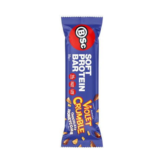 BSc Violet Crumble Soft Protein Bar 55g Chocolate Honeycomb - 12 Pack