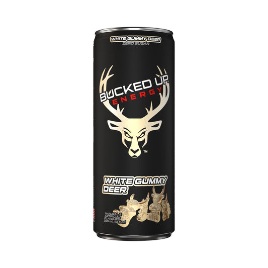 Bucked Up Energy Drink 355ml White Gummy Deer Can Front