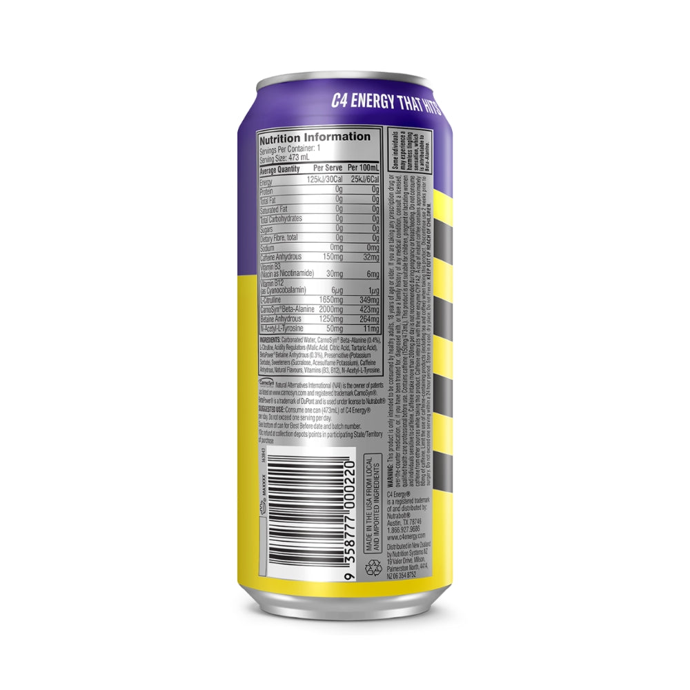 C4 Carbonated RTD 473ml - Purple Frost - 12 Pack